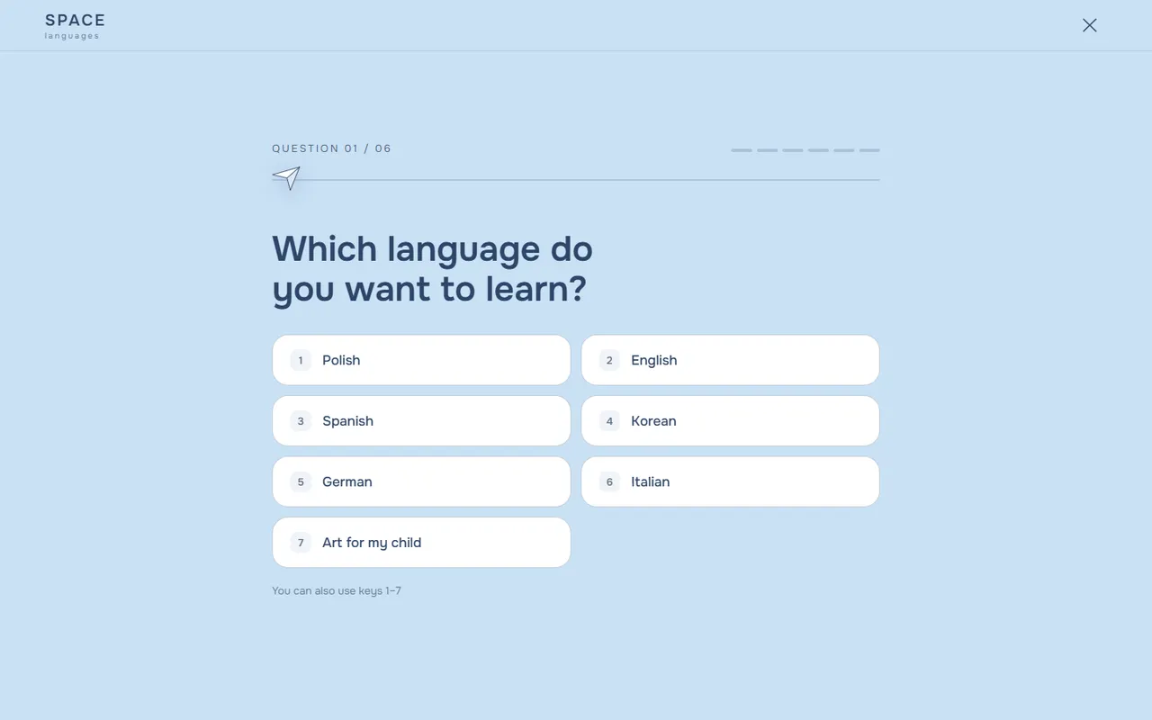 Screenshot: the teacher-matching quiz on the school's site